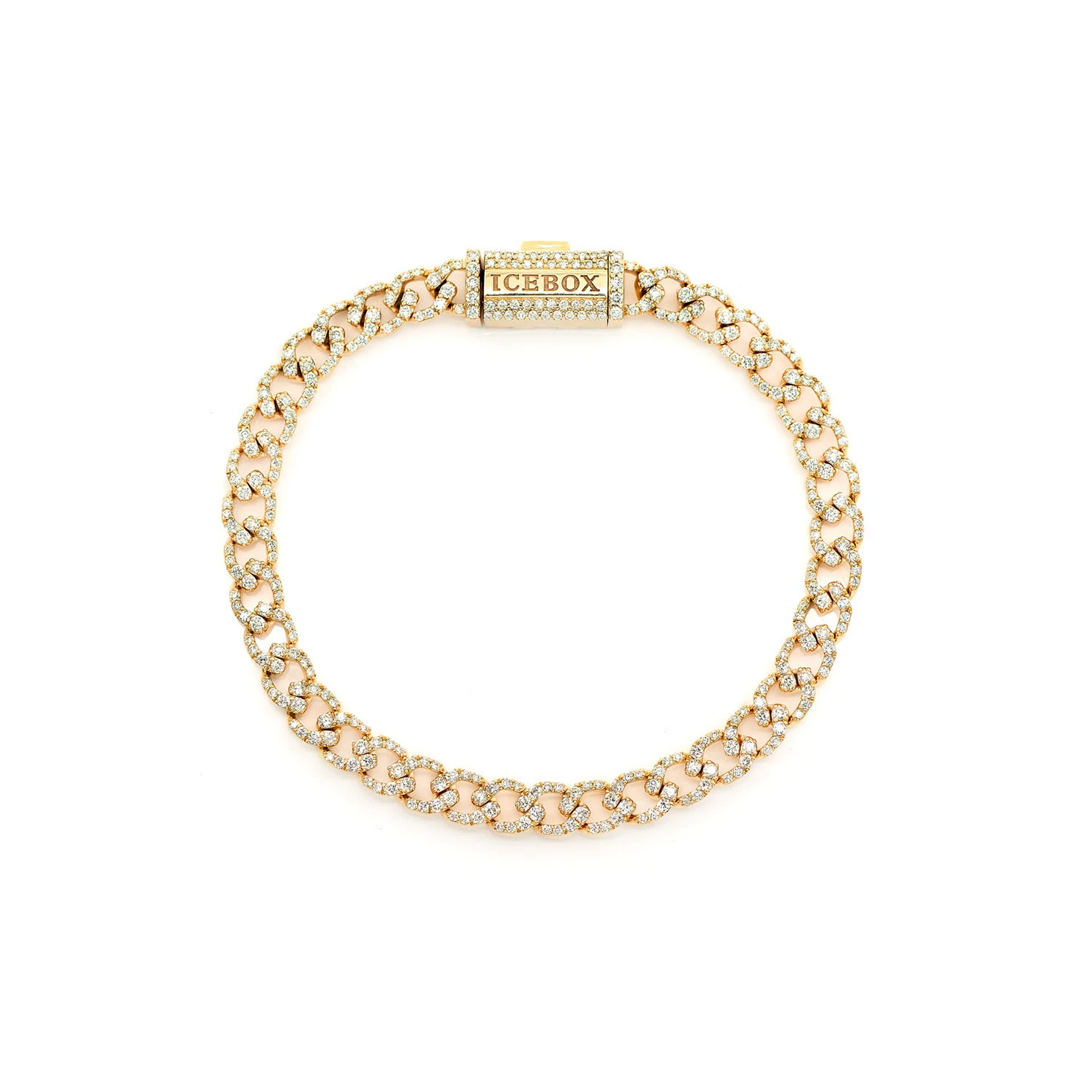 Elongated Cuban Diamond Bracelet in 14K yellow gold, 6mm / 3.75ctw width, front view