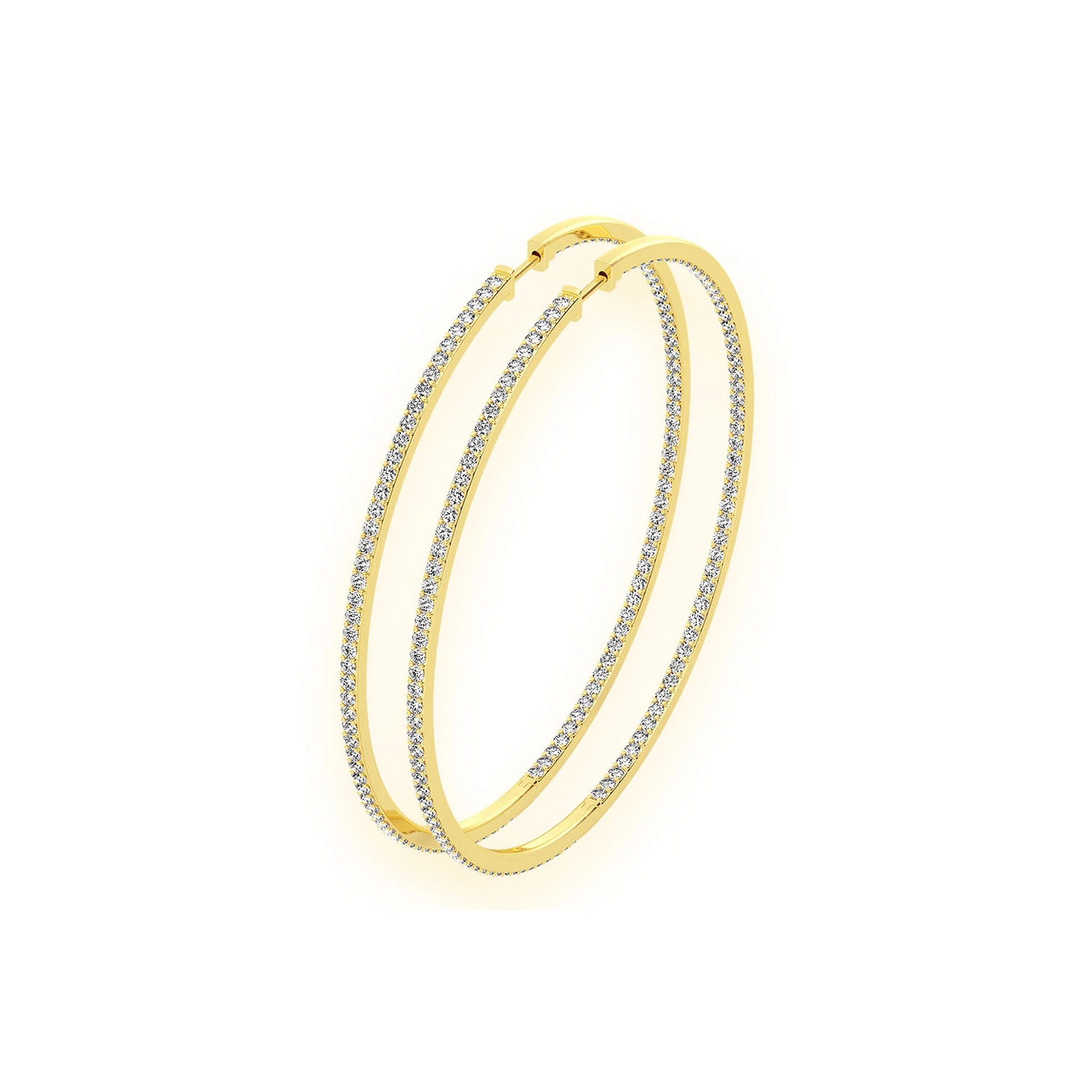 Large Inside-Out Diamond Hoop Earrings in 14K yellow gold, 6.25ctw, front view