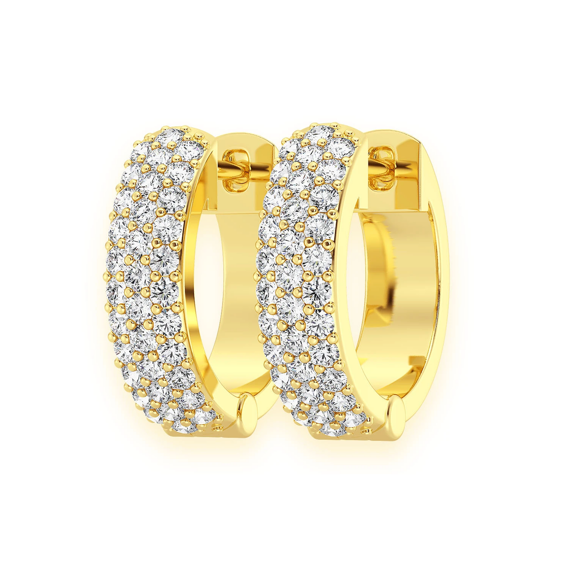 Bubble Row Diamond Huggies in 14K yellow gold, 0.33ctw, front view