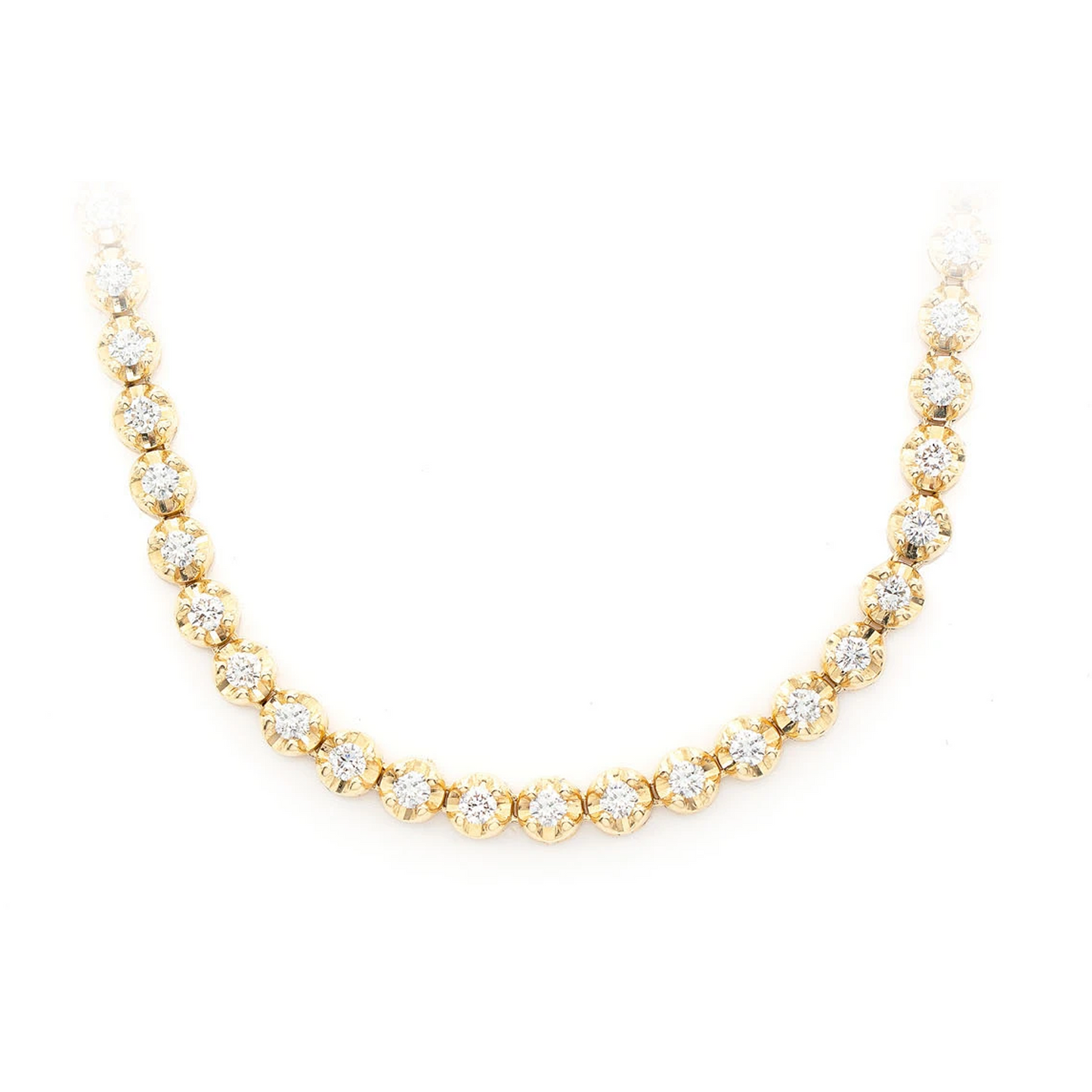 Crown Diamond Tennis Necklace in 14K yellow gold, 2pt / 3.75ctw, front view