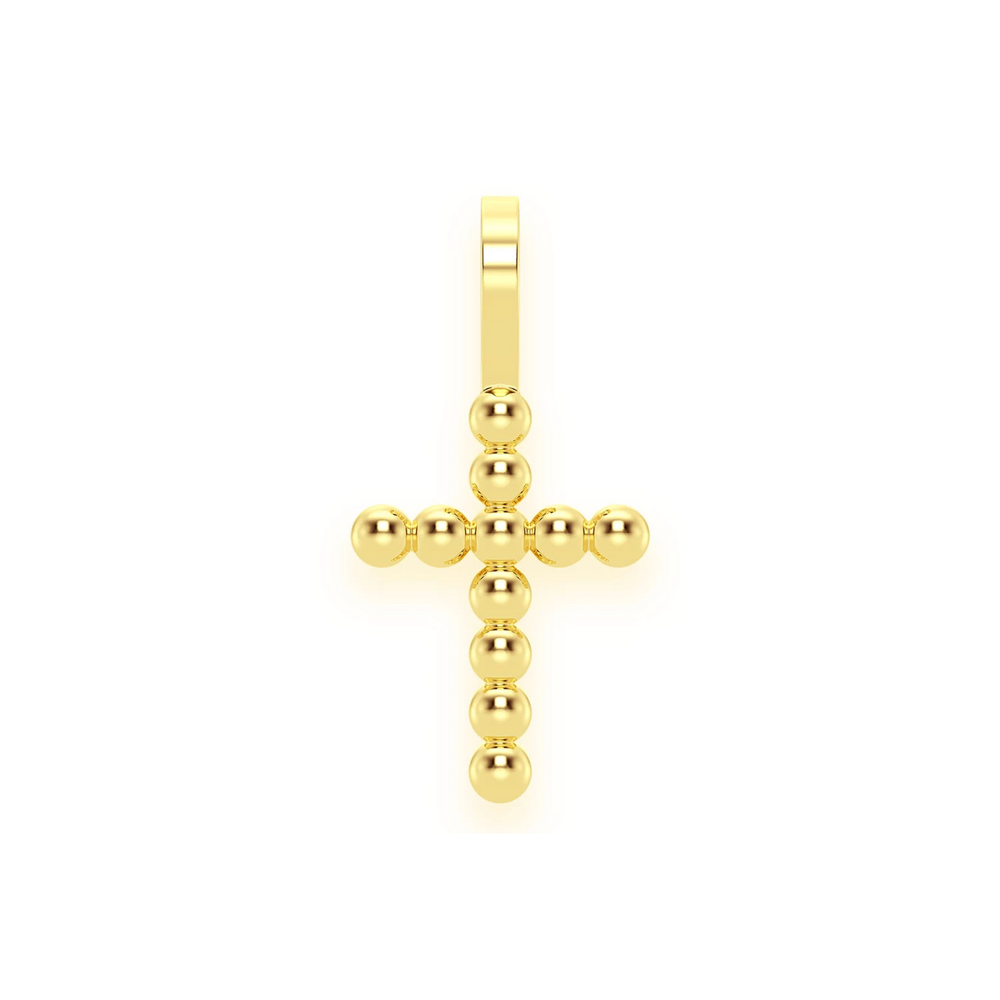 Beaded Cross Pendant in 14K yellow gold, Pure | Solid Gold, front view