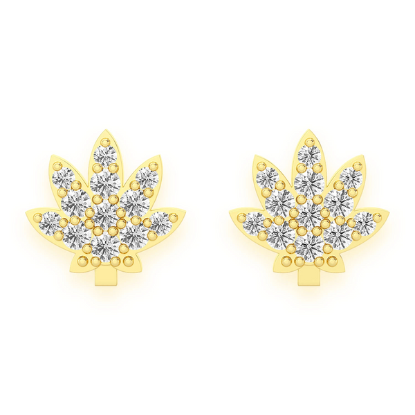 Cannabis Leaf Diamond Studs