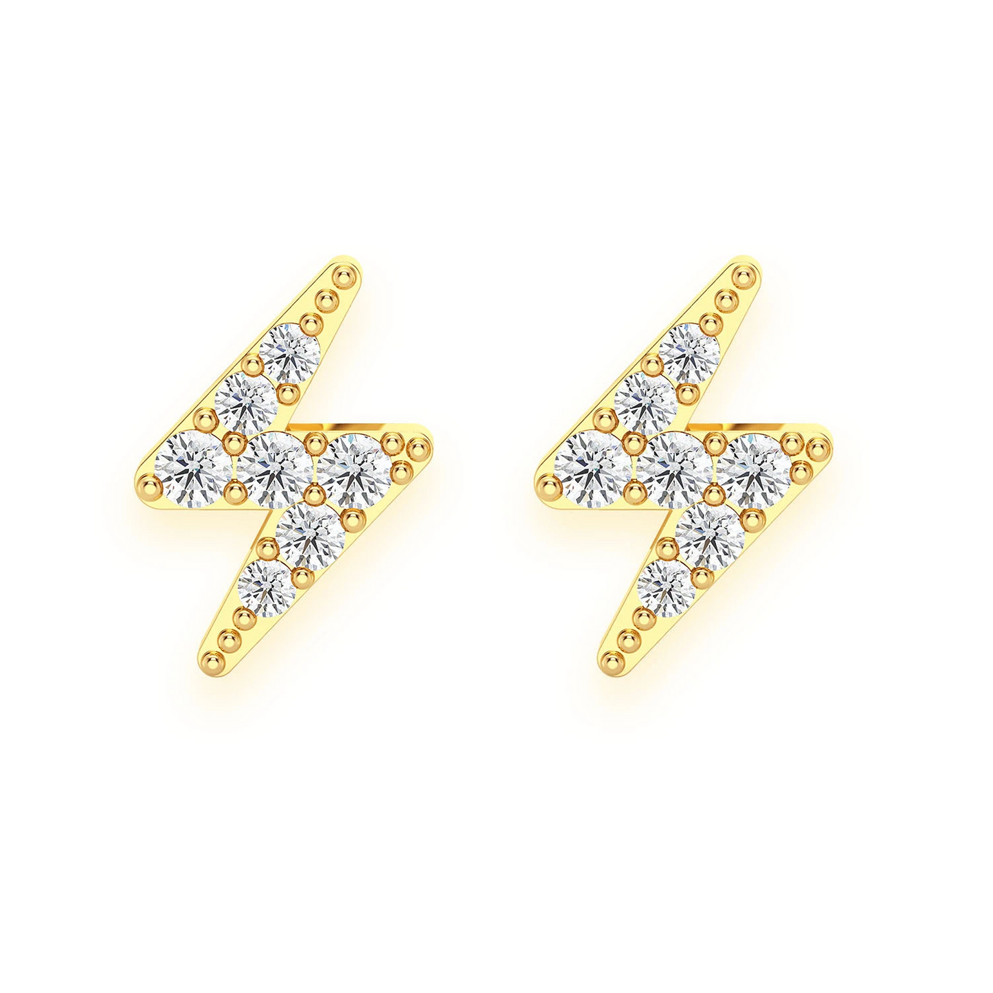 Lightning Diamond Studs in 14K yellow gold, Mini, front view