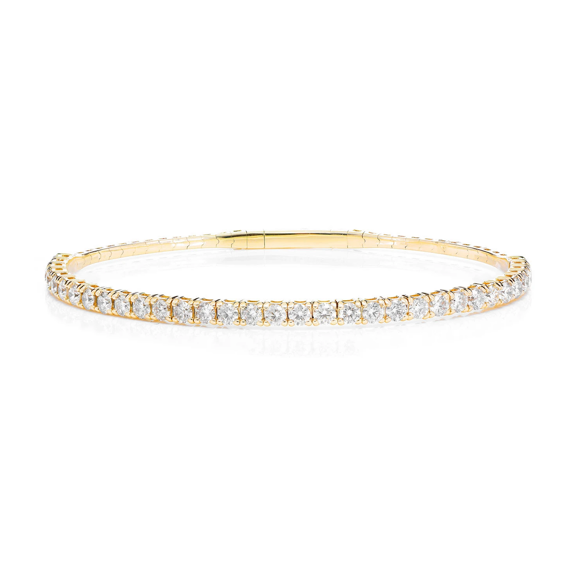 Prong Diamond Flex Bangle in 14K yellow gold, 8pt / 2.90ctw, front view