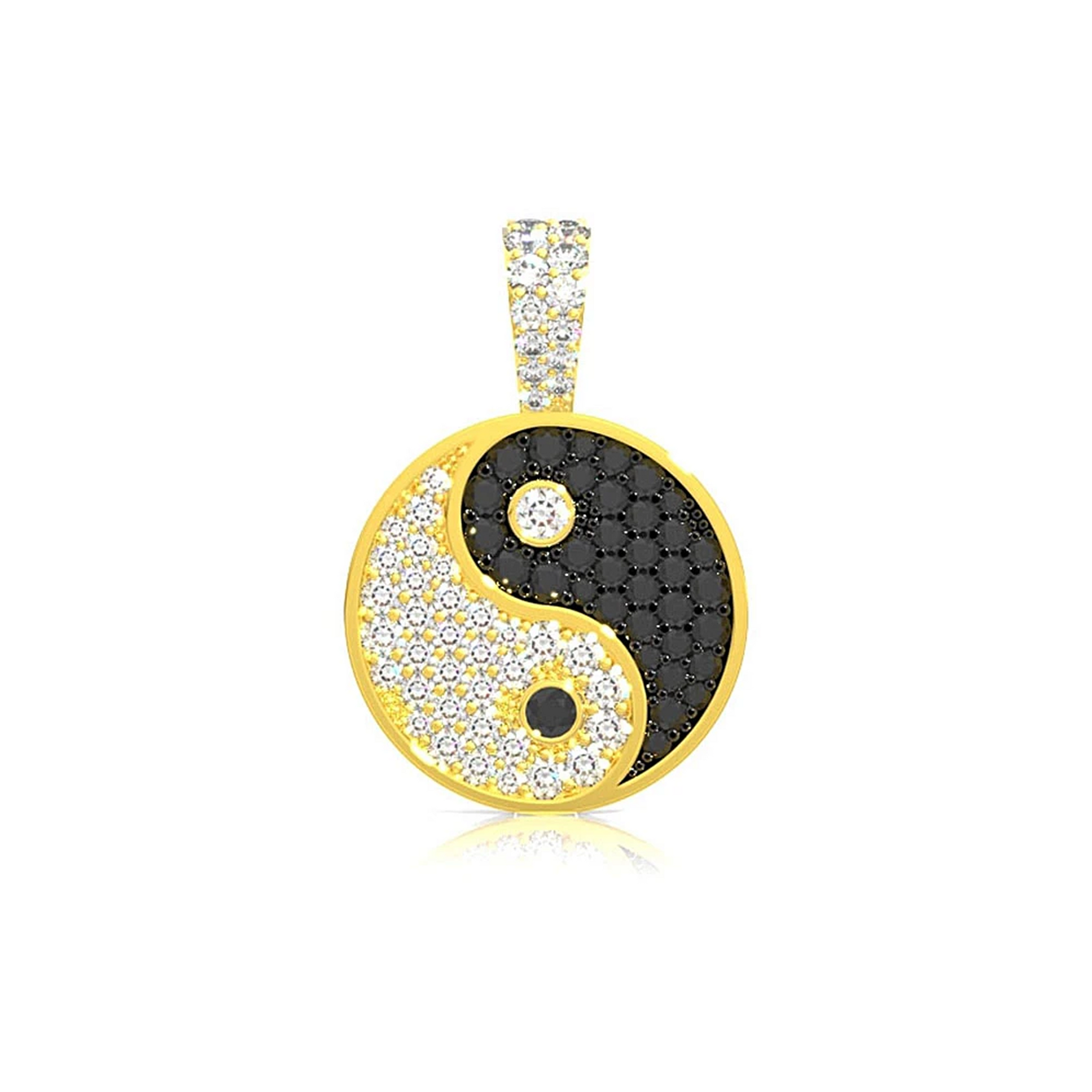 Yin Yang Diamond Pendant in 14K yellow gold, front view