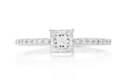 .50ct Solitaire Princess Cut - Hidden Halo - Diamond Engagement Ring - All Natural