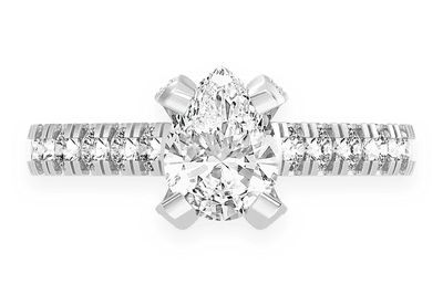 Thinn - 1.00ct Pear Solitaire - Single Row Scallop - Diamond Engagement Ring - All Natural