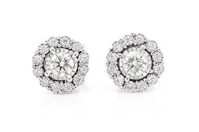 Round Halo Miracle Set Earrings 14k Solid Gold 0.35ctw