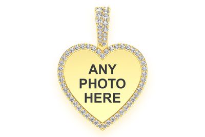 Heart Picture Diamond Pendant 14k Solid Gold 0.40ctw