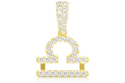 Libra Zodiac Diamond Pendant 14k Solid Gold 0.75ctw