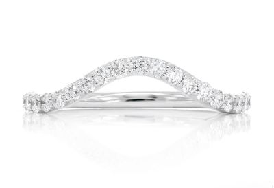 Pitch C Curved Diamond Band 14k Solid Gold 0.40ctw