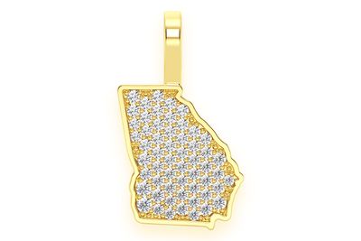 Georgia State Diamond Pendant 14k Solid Gold 0.25ctw