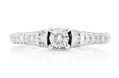 .90ctw - Round Channel Shoulders - Diamond Engagement Ring - All Natural
