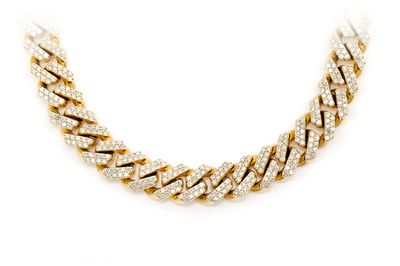 9MM Raised Miami Cuban Diamond Necklace 14k Solid Gold 13.00ctw