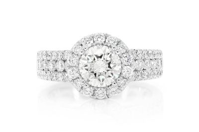 1.25ct Round Solitaire - Triple Row Shank & Halo - Diamond Engagement Ring - All Natural