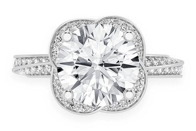 3.00ct Round Solitaire - Flower Petal Halo - Diamond Engagement Ring - All Natural Vs Diamonds