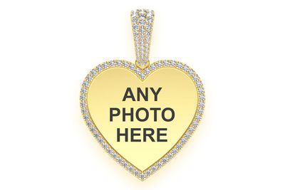 Heart Picture Diamond Pendant 14k Solid Gold 1.25ctw