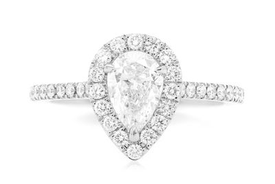 .75ct Pear Solitaire - Single Halo - Diamond Engagement Ring - All Natural