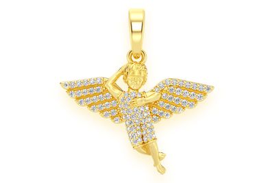 Angel Diamond Pendant 14k Solid Gold .33ctw