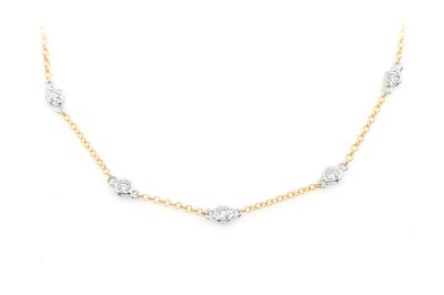 Eternity Round Bezel Set Diamond Necklace 14k Solid Gold 1.00ctw