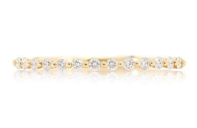 Pinched Diamond Stackable Band 14k Solid Gold 0.15ctw