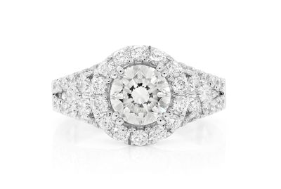 1.31ct Round - Split Shank Halo - Diamond Engagement Ring - All Natural