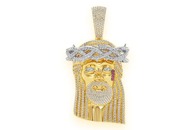 Jesus Of Nazareth Diamond Pendant 14k Solid Gold 9.25ctw