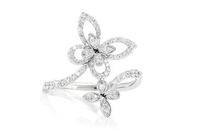 Butterfly Diamond Ring 14k Solid Gold 0.30ctw