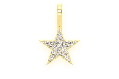 Five Point Star Diamond Pendant 14k Solid Gold .20ctw