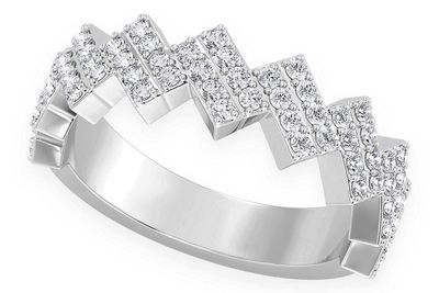 Zig Zag Diamond Ring 14k Solid Gold 0.60ctw