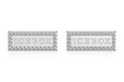 Icebox Bar Logo Stud Diamond Earrings 14k Solid Gold 0.20ctw