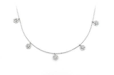 Floral Diamond Necklace 14k Solid Gold 0.57ctw