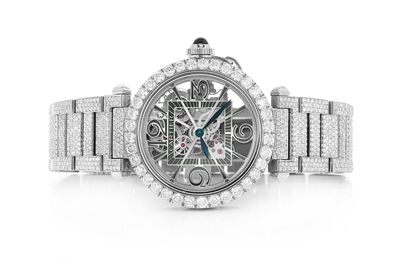 Cartier Pasha De Cartier Skeleton Steel - 25.00ctw Fully Iced Out
