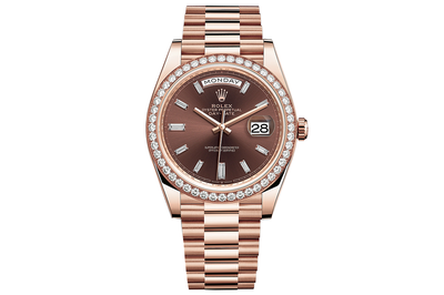 Rolex - Day Date 40 - 228345a - Rose Gold Chocolate Dial Factory Diamond Bezel & Dial
