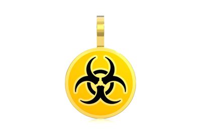 Toxic Biohazard Enamel Pendant 14k Solid Gold