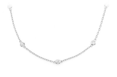 3 Round Bezel Set Diamond Necklace Connected 14k Solid Gold 0.75ctw