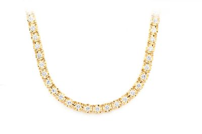 18pt Miracle-set Diamond Necklace 14k Solid Gold 13.75ctw