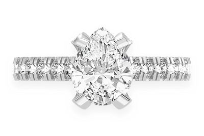 Thinn - 1.50ct Pear Solitaire - Single Row Scallop - Diamond Engagement Ring - All Natural