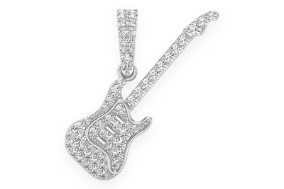 Electric Guitar Diamond Pendant 14k Solid Gold .33ctw