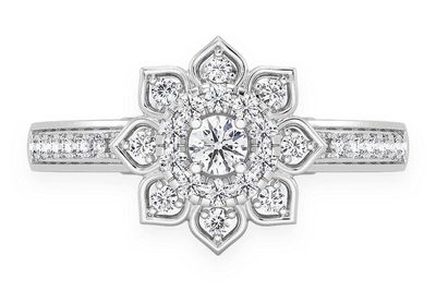 0.40ctw - Pointy Floral - Diamond Engagement Ring - All Natural