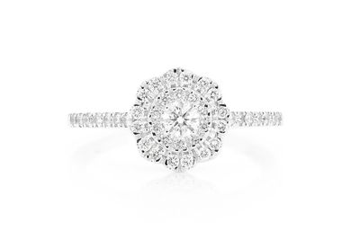 0.50ctw - Flower Halo - Diamond Engagement Ring - All Natural