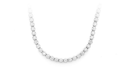 7pt Crown Set Diamond Necklace 14k Solid Gold 10.00ctw
