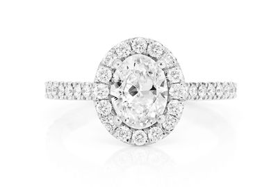 1.00ct Oval Solitaire - Halo Diamond Engagement Ring - All Natural