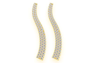 Curve Dangling Diamond Earrings 14k Solid Gold 0.90ctw
