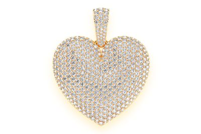 Bubbly Heart Diamond Pendant 14k Solid Gold 6.50ctw