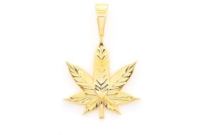 Cannabis Leaf Pendant 14k Solid Gold
