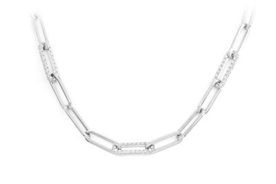3 Row Elongated Rolo Link Necklace 14k Gold 3.00ctw