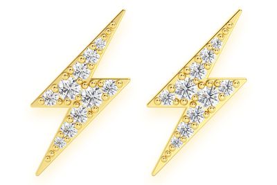 Lightning Bolt Stud Diamond Earrings 14k Solid Gold 0.25ctw