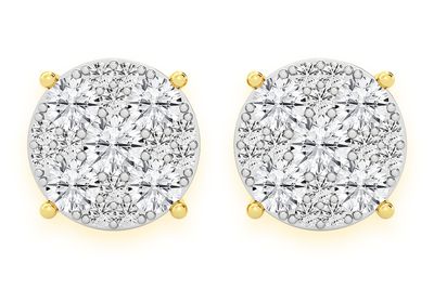 3.00ctw Mosaic Stud Diamond Earrings 14k Solid Gold  