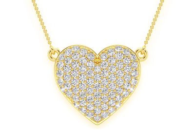Bubbly Heart Diamond Necklace Connected 14k Solid Gold 0.60ctw